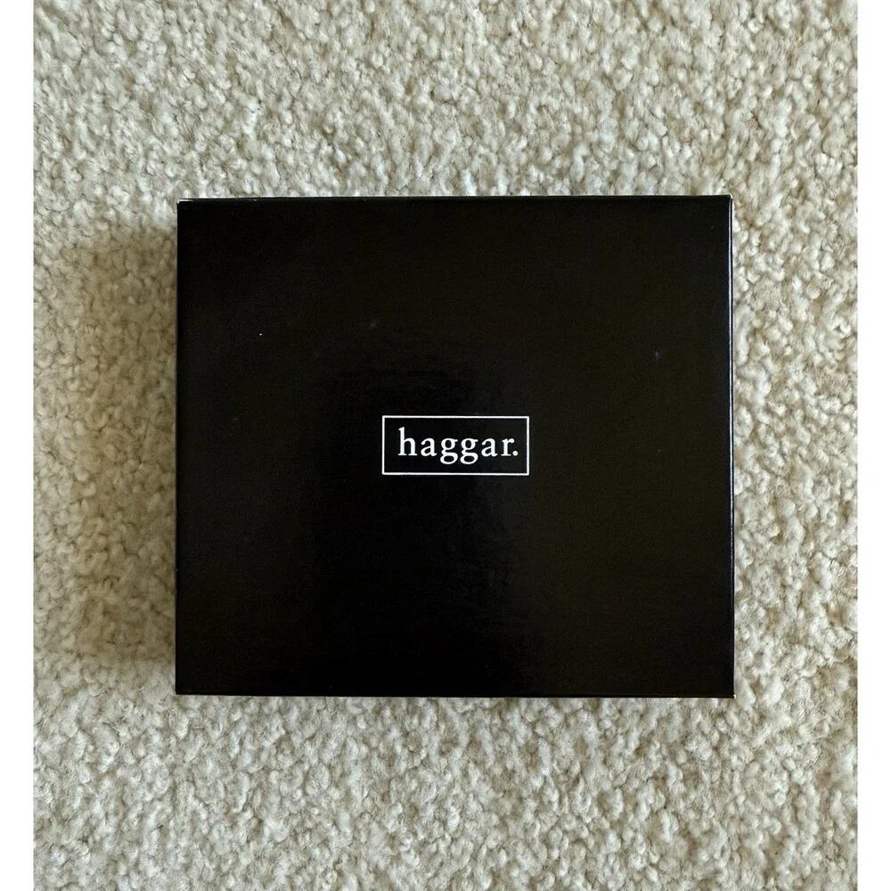Haggar Mens Black Genuine Leather L-Fold Pocket Mate Wallet - New In Box